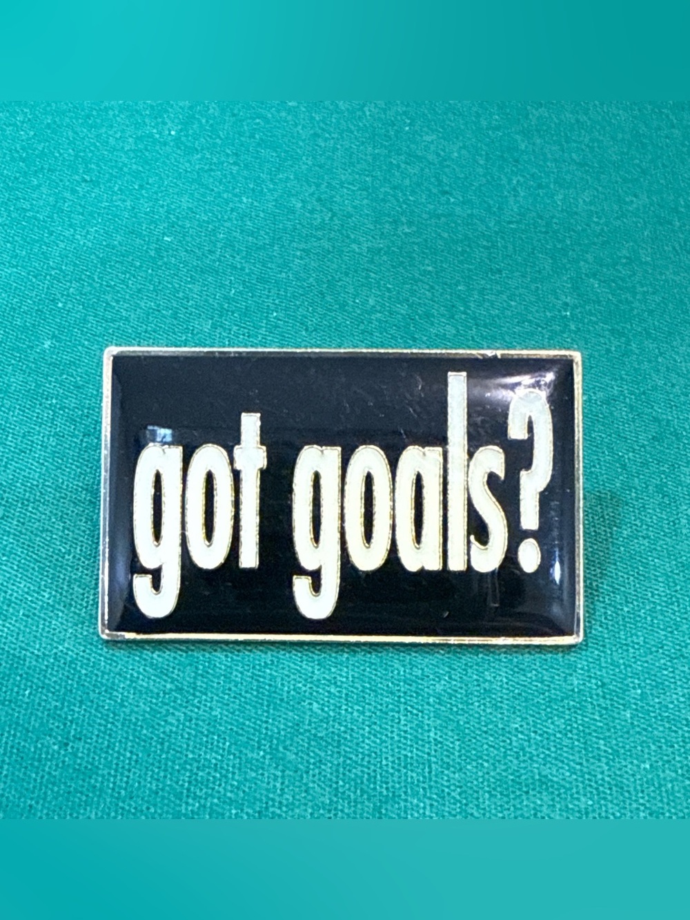 Black And Goldtone Motivational Pin “Got Goals.”. 25E